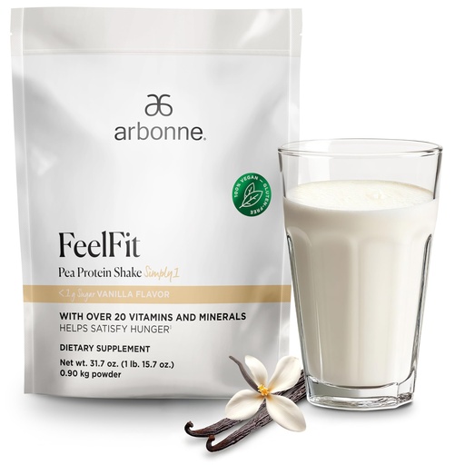 [BRSWKZAEDINGE2D2] Arbonne Feelfit Pea Protein Shake - Daily Supplement Powder, Vegan Protein for Support of Overall Health, Energy and Well-Being, Vanilla