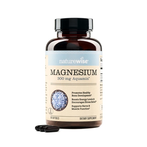 [BRSWGCDQB4MRQ3T7] NatureWise High Absorption Marine Magnesium Supplement 300mg - Naturally Sourced Magnesium from Seawater - Non-GMO, USA Manufactured - 90 Softgels[1-Month Supply]