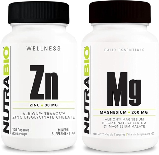 [BRSROCD6CMGQME3P] NutraBio Zinc Chelate and Reacted Magnesium Supplement Bundle – Vitamin Supplement Bundle May Help Support Immune System and Bone Health