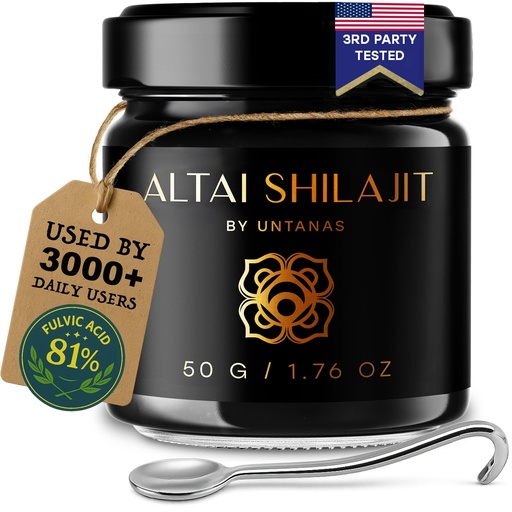 [BRSROED7DIOQKCI3] Altai Shilajit Resin - 50g Pure Shilajit - Gold Grade Shilajit - 6 Month Supply - for Vitality & Mental Clarity - Authentic Extraction Method - Fulvic Acid + Humic Minerals