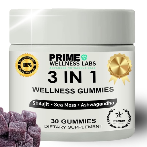 [BRSREY3YA55AEDQV] Powerful Ashwagandha, Shilajit & Sea Moss Gummies - 3-in-1 Formula – Energy, Immune Support & Stress Relief – Natural Daily Supplement for Men – 30 Day Supply