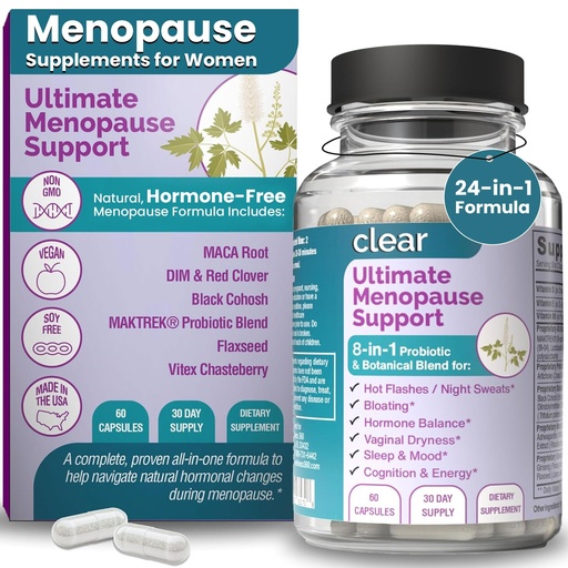 [BRSRABDQC5YAEGYV] Hormone Free Menopause Supplements for Women | Dong Quai, Black Cohosh, Pre & Probiotics for Hot Flashes, Night Sweats, Digestion, Sleep & Mood Support | Plant Based Perimenopause Complex | 30 Days