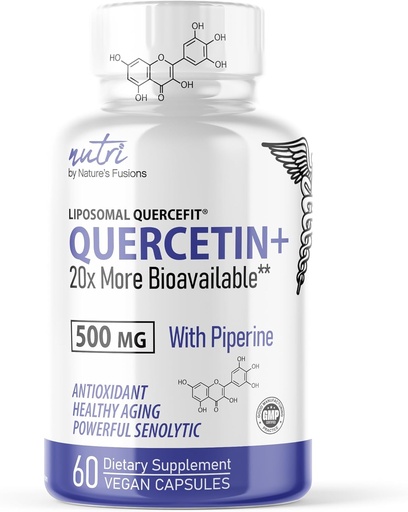 [BRSROEL2C4HROC3J] Nature's Fusions Nutri Liposomal Quercetin Phytosome with Piperine - Patented 20x More Bioavailable Than Quercetin Supplements - Supports Immune/Cardiovascular Health - 60 Quercetin 500mg Capsules