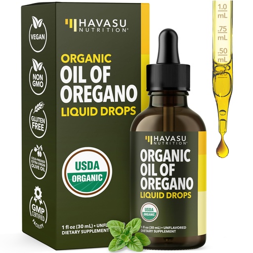 [BRSRGBATDN6GYFI3] Organic Oil of Oregano Drops - High Strength Carvacrol Oregano Oil Liquid Drops for Daily and Seasonal Immune Support - 6 Month Supply - Alcohol Free, Non-GMO, USDA Certified & Vegan (200 Servings)