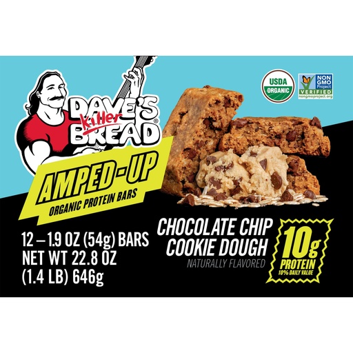 [BRSRECQQAQCGYYDD] Dave's Killer Bread Amped- Up Chocolate Chip Cookie Dough Organic Protein Bars, 12 Count