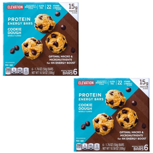 [BRSWYZQBOIPRG3AV] Millville Elevation Protein Bars Snack Endulgent Treat 1.4oz Bars 5g Protein (Cookie Dough, 2 Pack (12 Bars))