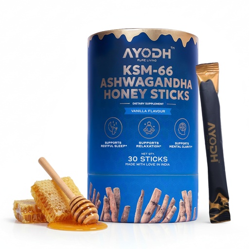 [BRSREAL6CIHRUF3L] Ashwagandha Honey Sticks, Ashwagandha KSM 66, Vanilla Syrup W Raw Honey Ashwagandha for Women/Men Easy To Consume Supports Relaxation, Stamina, Calmness & Immunity – Pack of 30 (0.25 Oz Each)