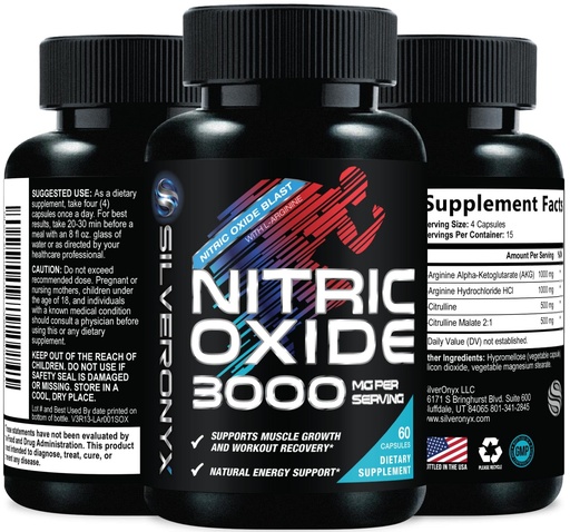 [BRSWG2QHB5YB6DTO] Extra Strength Nitric Oxide Booster - 3X Strength L-Arginine AKG & Citrulline Malate - Men & Women Premium Pre Workout Nitric Booster - Natural Energy & Muscle Support, Bottled in USA - 60 Capsules