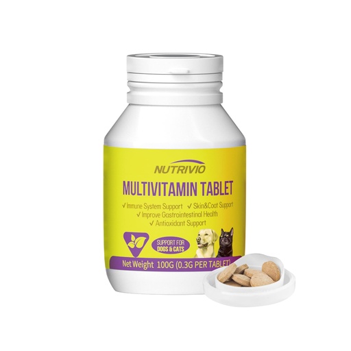 [BRSREZIRAF5AODYZ] Dog Multivitamin Chewable Cat & Dog Vitamins and Supplements for Hip & Joints, Skin & Coat, Omega 3 Fish Oil for Dogs Tablets for Dogs & Cats, Vitamins- Immune Support 0.3g Per Tablet (100g)