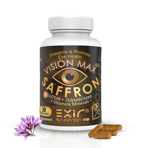 [BRSROZL4CMOR6G3H] EXIR Eye Vitamins Supplement – with Saffron, Lutein & Zeaxanthin – Supports Visual Clarity, 30 Capsules