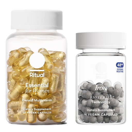 [BRSRECQHPICAME3J] Ritual Iron Pregnancy Support Duo New Gentle, Pregnancy-Safe‡‡ Iron BioSeries Essential Prenatal Multivitamins to Support Pregnancy Nutrient Demands*, 30 Days Supply