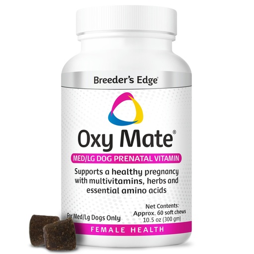 [BRSWKHAICEPGGA3Y] Breeder's Edge Oxy Mate Dog Prenatal Vitamins, Comprehensive Supplement for Pregnant Dogs and Cats Enriched with Essential Nutrients for Healthy Moms & Litters, Soft Chews - 60ct Medium & Large Dog
