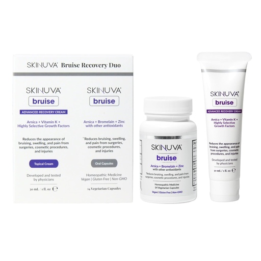 [BRSREAA7CUHQIFAY] Skinuva® Bruise Recovery Duo: Bruise (14 Capsules) Bromelain Capsules + Advanced Recovery Cream (1 oz) Arnica & Vitamin K Topical Cream for Swelling & Irritation