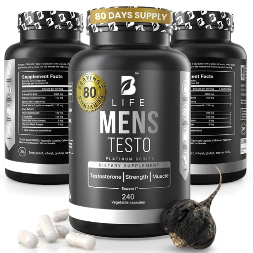 [BRSRMFAKOIHGMCDA] Testosterone Booster Supplement for Men | Boron supplement for men with Tribulus Terrestris, Black Maca, Horny Goat Weed, L-Arginine | Stamina, Endurance, Muscle growth & strength | 80 Servings
