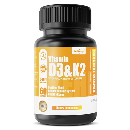 [BRSRGGA3DMBAY2TZ] Vitamin D3 K2 with Magnesium Glycinate - 4000 IU D3 + 100 mcg MK-7 K2 3-in-1 Supplement - Supports Bone Health Immune System & Heart Wellness - Vegan Non-GMO - 60 Capsules