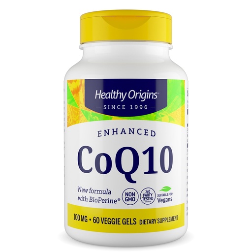 [BRSRACYDDMMRE33F] Healthy Origins Natural Enhanced CoQ10 (BioPerine®), 100 mg - Heart Health & Energy Supplement - Gluten-Free & Non-GMO Supplements, with BioPerine & Sunflower Lecithin ((Pack of 1) 60 Veggie Gels)
