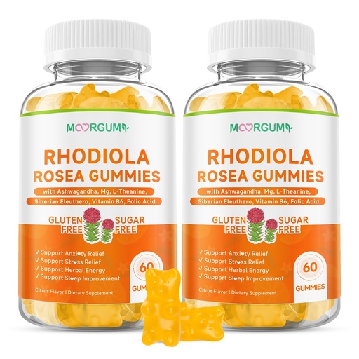 [BRSRECYNCIGQGDLP] Rhodiola Rosea Gummies for Adults & Kids-Adaptogenic Herb-Daily Wellness, Emotions, Slumber Support, with Ashwagandha, Magnesium Glycinate, Siberian Eleuthero Supplements for Women & Men, 120 Count