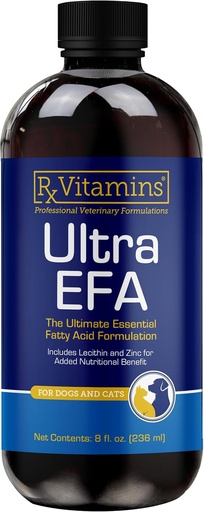 [BRSRAGQKCAIRQYA4] Rx Vitamins Ultra EFA Omega 3 Fish Oil for Dogs & Cats - Promotes Heart, Brain, and Joint Health with Vitamin E, Biotin, and Zinc - Liquid Fish Oil for Itch Relief, Dog Shedding, Coat Health - 8 oz