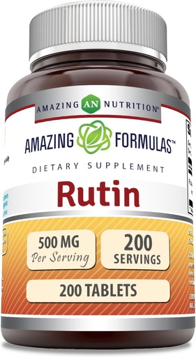 [BRSWGHADOQJQGCLG] Amazing Formulas Rutin 500mg 200 Tablets Supplement | Non-GMO | Gluten Free | Made in USA
