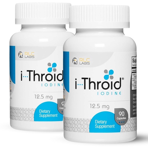 [BRSRACQYOANAEEY6] RLC Labs i-Throid 12.5 mg - Thyroid Supplements for Hypothyroidism, Iodide Supplements for Thyroid, Support Healthy Metabolism, Thyroid Support for Women and Men - 90 Vegetarian Capsules (Pack of 2)