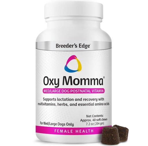 [BRSWKHD2OEBBKDDZ] Breeder's Edge Oxy Momma Soft Chews, Postnatal Vitamin Supplement for Lactating Dogs and Cats, Supports Recovery, Hormones, and Next Pregnancy - for Medium & Large Dogs, 40ct Soft Chews
