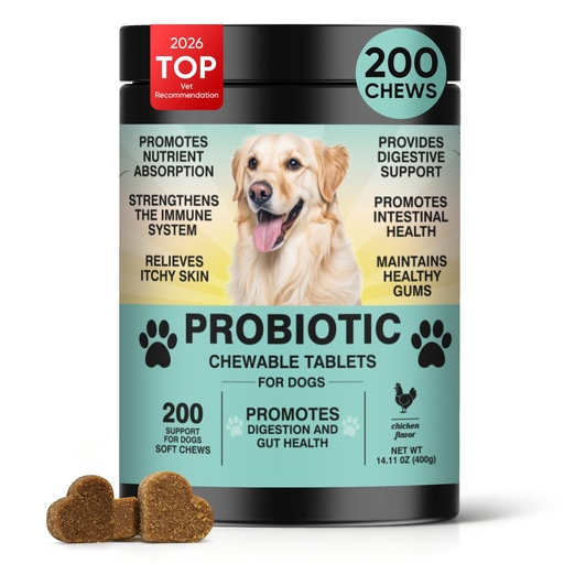 [BRSREAARCJYQKEY6] Probiotics for Dogs Gut Digestive Health Probiotic Chews for Dogs Digestive Enzymes Relieve Diarrhea Immunity Oral Problems Itching Constipation Prebiotics Dog Probiotics 200 Ct Chicken