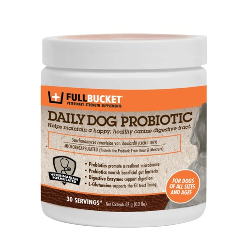 [BRSWIAQ7OEAAO33M] FullBucket Daily Dog Probiotic 30 Servings - Support Natural Digestion, Treat & Prevent Diarrhea - Probiotics, Prebiotics & Digestive Enzymes All in One Tasty Probiotic Powder for Dogs