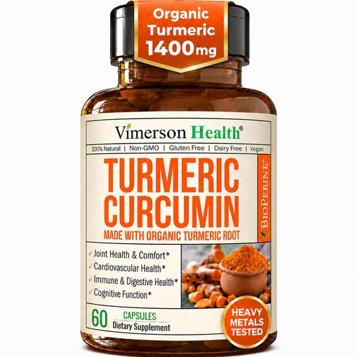 [BRSWKGYIA4MBWCA7] Turmeric Curcumin Supplement – 1400mg Organic Turmeric Curcumin with Black Pepper Extract for Max Absorption – Digestive & Joint Supplements for Men & Women w. Tumeric Extract & Bioperine – 60 Caps