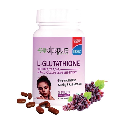 [BRSRAYIBCR6QKGYU] Generic L-Glutathione Tablets with Biotin, Vitamin A.C, E, Alpha Lipoic Acid & Grape Seed Extract (30 Tablets) for Healthy and Youthful Glowing Skin for Men and Women Pack of-1