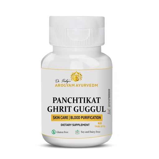 [BRSREEADCQFAMH32] Dr. Pushp's Arogyam Ayurvedm Panchtikta Ghrit Guggul 60 Tablets Ayurvedic Blood Purifier and Skin Care| Supports Detox, Clear Skin and Joint Health| Helps Balance Doshas| Vegan and Gluten Free