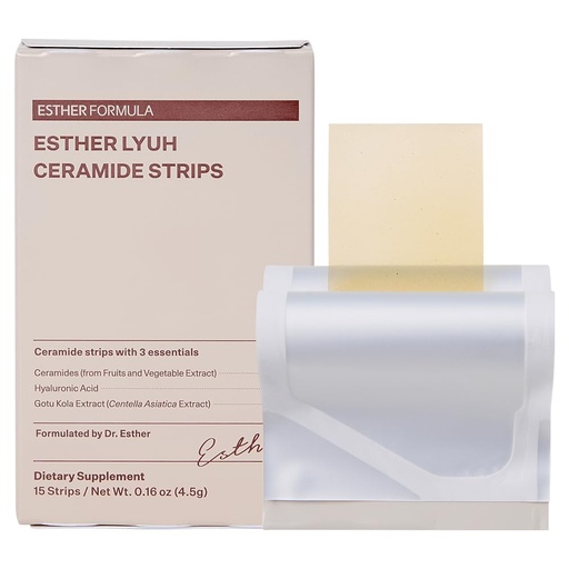 [BRSREAYHOQPRU3L7] ESTHER FORMULA Ceramide Strips (15 ct) Fast-Absorbing Oral Beauty Film with Phytoceramides & Hyaluronic Acid for Hydration, Barrier Support & Elasticity - Ceramides Supplement