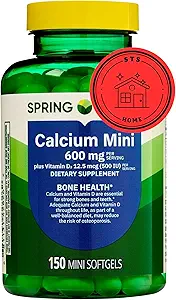 [BRSRMBI2B4NGGDL3] Spring Valley Calcium Plus Vitamin D3 150 Mini Softgels | Calcium Supplement | CaIcium mini softgels | CaIcium 600 mg with Vitamin d3 | 150 Mini Softgels + STS Sticker