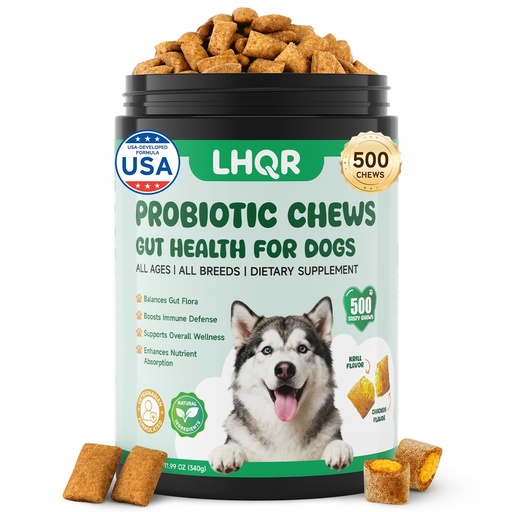 [BRSRGFI3B4PBQCD3] Probiotics for Dogs Digestive Health Chews 500ct Chicken Flavor | Supports healthy digestion, gut balance, and immune function with probiotics and prebiotics in tasty chicken soft chews