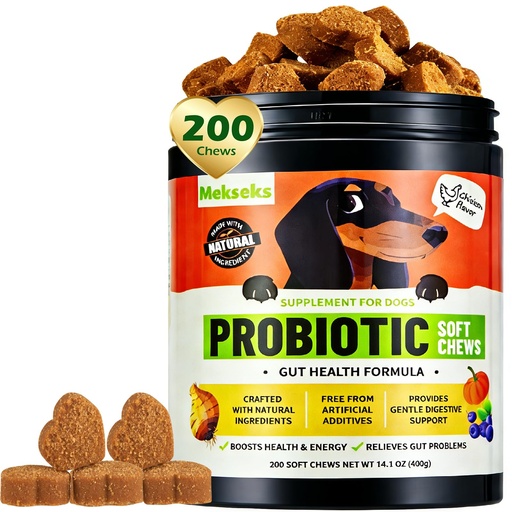 [BRSRECT2DMBBUYLH] Dog Probiotic Soft Chews Support Gut Health Immunity, Diarrhea Gas Relief, Digestive Yeast Balance, Relieve Itchy Skin, with Pumpkin Blueberry, 6 Digestive Enzymes 4 Prebiotics 6 Probiotics for Dogs