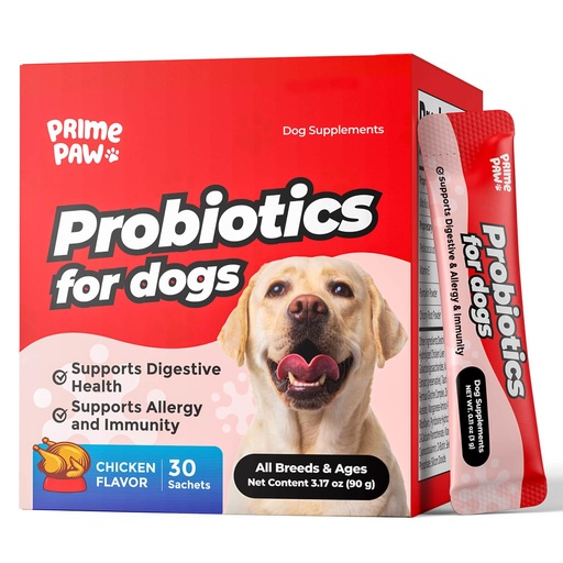 [BRSRGHQZCAARUG3A] Probiotics for Dogs Digestive Health, 20 Billion CFU Dog Probiotic with Digestive Enzymes & Pumpkin Powder, Soft Powder, 30 Sachets