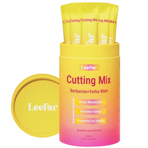 [BRSRGCA6OYFRMHQV] Cutting Drink Mix - Berberine, 5-HTP & Yerba Mate for Satiety Signaling, Metabolism & Gut Health - Strawberry Açaí Flavored, 30 Count
