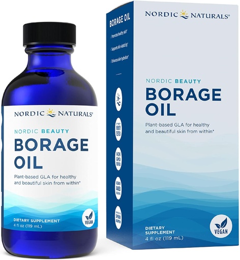 [BRSWI2TYCN7GGDD2] Nordic Naturals Nordic Beauty Borage Oil, Unflavored - 4 Ounces - Borage Seed Oil, 건강한 수분이 많은 피부를 위해 독특한 Omega-6, GLA의 480 밀리그램 - Non-GMO - Vegan, 48 서빙