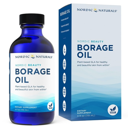 [BRSWI2TYCN7GGDD2] Nordic Naturals Nordic Beauty Borage Oil, Unflavored - 4 Ounces - Borage Seed Oil, Unique Omega-6 for Healthy and Hydrated Skin, 480 Milligrams of GLA - Non-GMO - Vegan, 48 Servings
