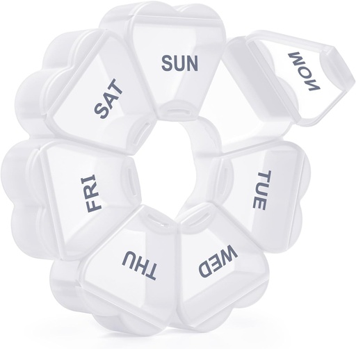 [BRSW2AQOOYHQ2GY3] Large Weekly Pill Organizer, Pill Box 7 Day, KAPENS Daily Vitamin Case Large Capacity Compartments, Pill Containers for Fish Oil Medicine Supplements, White