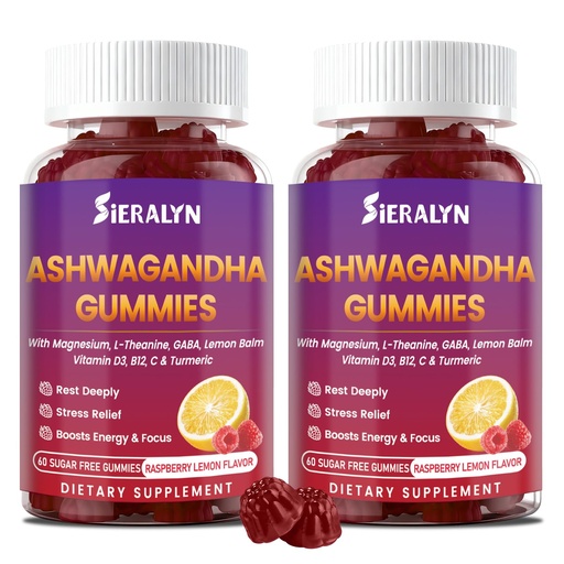 [BRSREZAQBUDWKADA] Ashwagandha Gummies 2000mg, Ashwagandha Supplements for Women Men with L-Theanine, GABA, Magnesium, Vitamins – Stress Relief, Immune & Mood Support, Sugar-Free, Vegan, Non-GMO, 120 Count