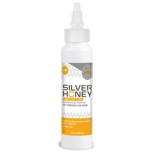 [BRSRMHAFCQCWYG36] Absorbine Silver Honey Rapid Ear Care Vet Strength Ear Rinse, 4oz, Manuka Honey & MicroSilver BG, Safe for Dogs & Cats