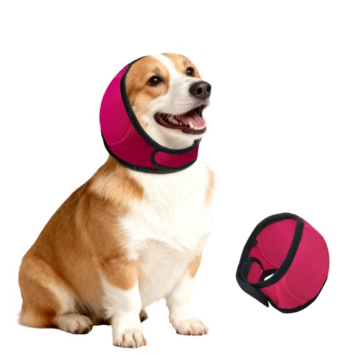 [BRSRGZQ3O4MA2A36] Dog Ears Cover, Dog Ear Muffs Noise Protection, Adjustable No Shake Ear Wrap Comfortable Quiet Dogs Calming Hood Blow Drying Headband Wraps (Fuchsia, Medium(Head Circle:14"-19"))