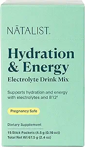 [BRSRMCT5BAFQ2CD4] NATALIST Hydration & Electrolyte Energy Drink Mix Powder Easy Prep Daily Essentials Mineral & Vitamin Replenishment for Women Caffeine Free Vegan Berry Flavor - 15 Packet Servings