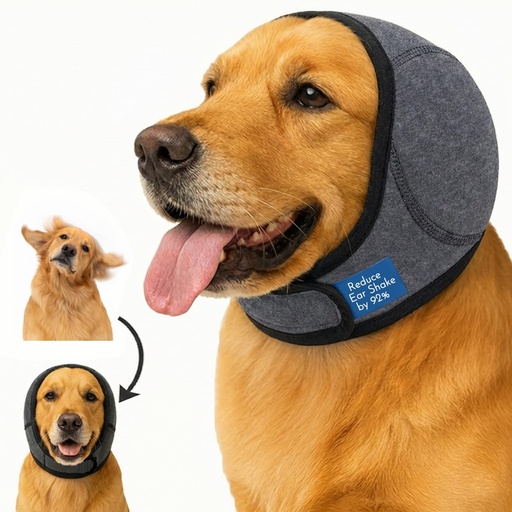[BRSRGZQFDNYQOG33] No-Shake Ear Wraps for Dogs: Breathable Bonnet to Stop Shaking & Aid Aural Hematoma Recovery - Post-Surgery Bleeding Protection for Golden Lab & Shepherd Large Breed
