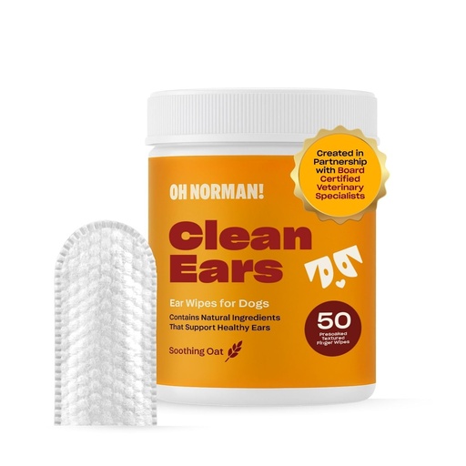 [BRSRGHY7OIJR4GT7] OH Norman! Ear Cleaner Finger Wipes for Dogs - Removes Wax, Dirt & Cleans Ears - Cleaning Wipes with Aloe Vera & Chamomile (Pack of 50)