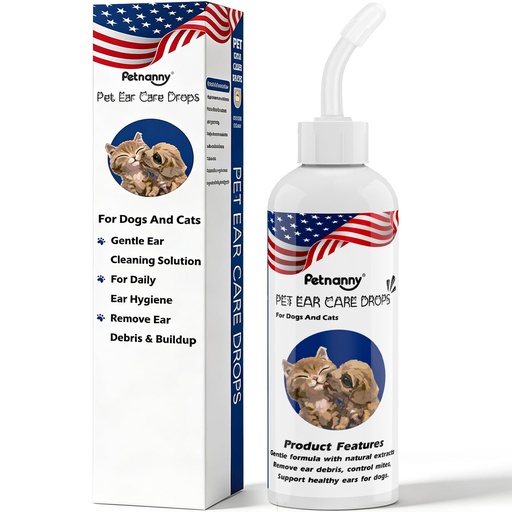 [BRSRGCYZAUBRO2DK] Petnanny Dog Ear Cleaner Solution, Ear Wax Removal Relieves Itching and Removes Ear Debris Dirt, Non Sting Formula Silver Ion and Botanical Support for Dogs of All Ages 4fl oz
