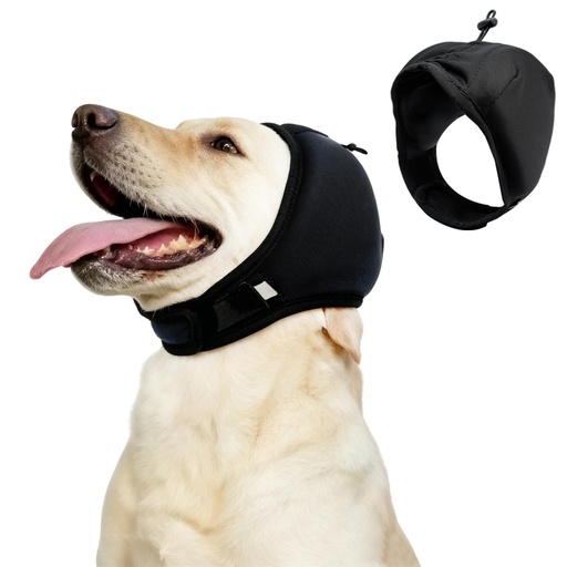 [BRSRGCA7CV6QMELB] LIANZIMAU 2CM Noise Reduction Padding Dog Ear Muffs Noise Protection Comfort Calming Hoodie for Fireworks Anxiety Adjustable Dog Ear Covers for Grooming with Elastic Eye Strap Polyester