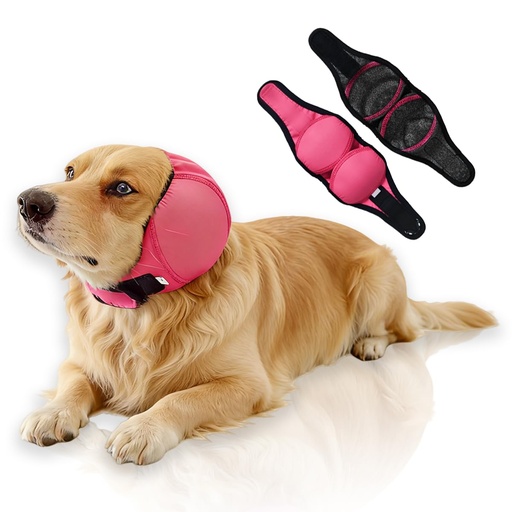 [BRSRGGD4C54BOALJ] Waterproof Dog Ear Covers,No Flap Ear Wraps for Dogs,Dog Ear Muffs for Noise Protection & Anxiety Relief,Adjustable Dog Calming Hoodie Shower Cap for Bathing Grooming(Fuchsia,L)