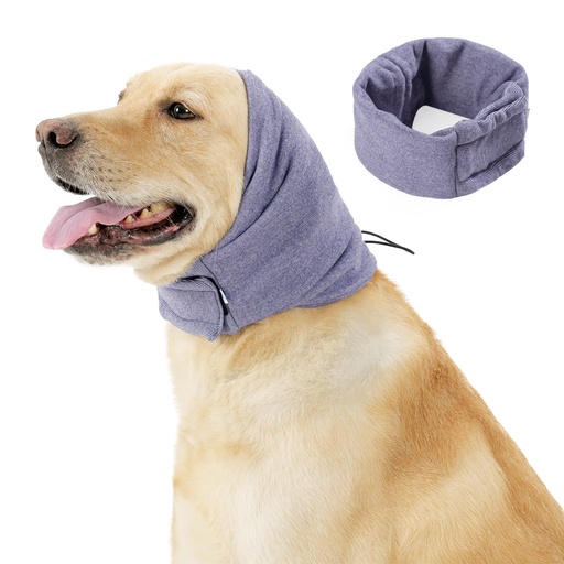 [BRSRGBLRDMGRM2TA] Quiet Ears for Dogs - Adjustable Ear Covers for Noise, No Shake Dog Head Wrap, Dog Calming Hood for Thunder, Lightning, Fireworks, Vet Visits, Polyester and Stretch Cotton Blend, Purple, Large