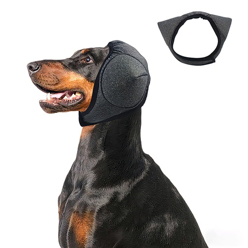 [BRSREBIQOJYGMCLX] Adhiper Upgrade Dog Ear Muffs Wraps Noise Protection Quiet Ears, Elastic Waterproof Dog Ear Covers for Grooming, Bath, Drying, Swim & Anxiety Relief Reserved Ear Room Design (Gray/Medium)